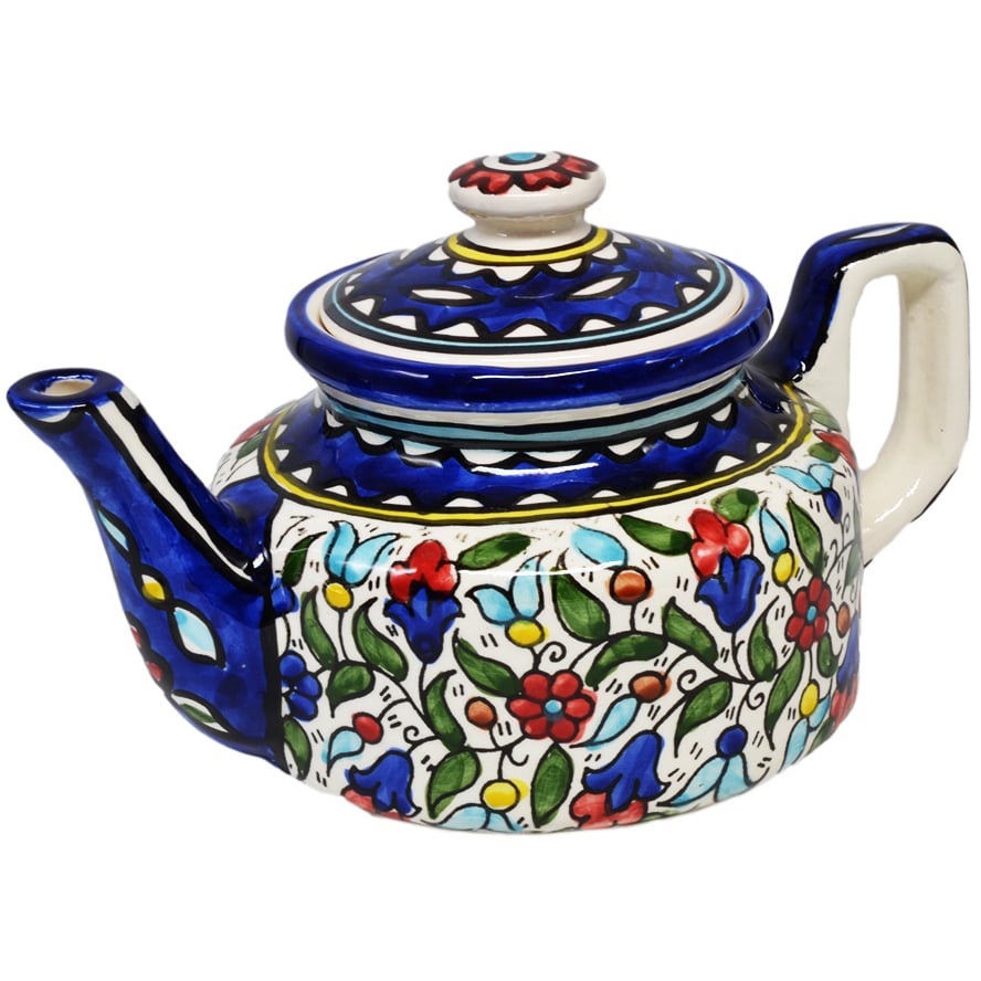 Armenian Ceramic Tea Pot - Colorful Flowers - Made in Jerusalem