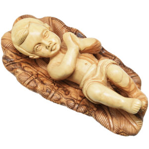 Olive Wood 'Baby Jesus in a manger' Made in Bethlehem (top view)