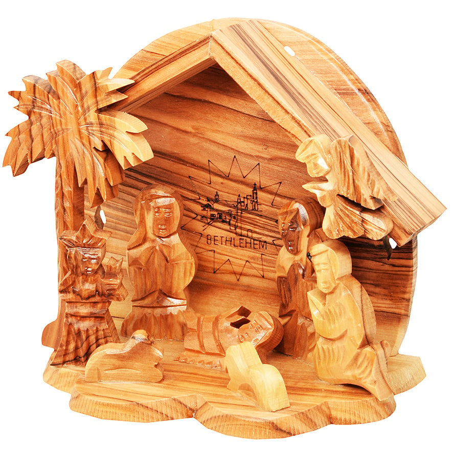 Olive Wood Nativity Creche Tent – Made in Bethlehem