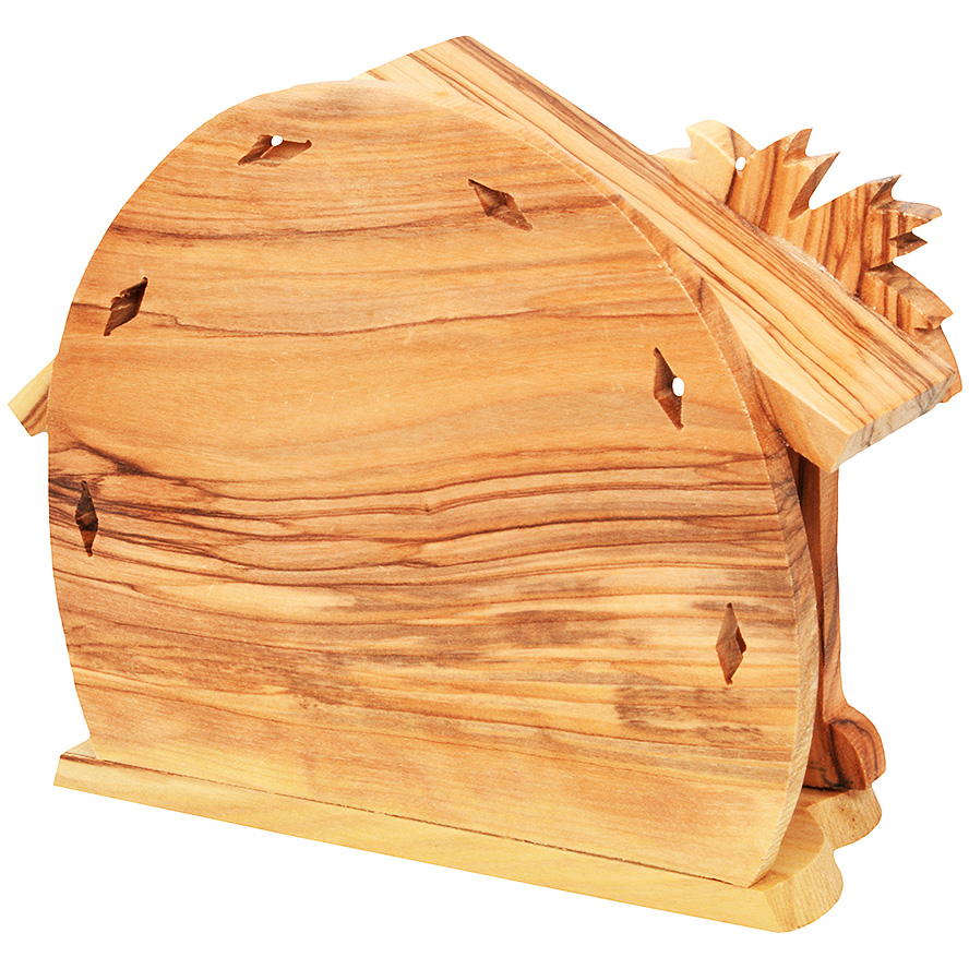 Olive Wood Nativity Creche Tent – Made in Bethlehem  (Rear view)