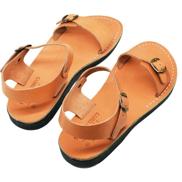'Bethsaida' Jesus Sandals - Made in Israel - Natural Tan Leather (back view)