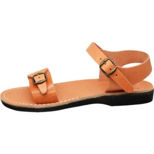 'Bethsaida' Jesus Sandals - Made in Israel - Natural Tan Leather (side view)