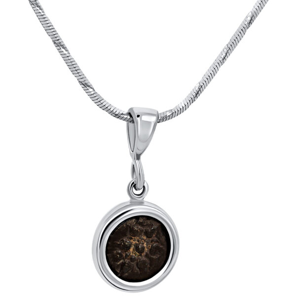 The Widow's Mite in a Silver Frame - Biblical Pendant from Israel (with chain)