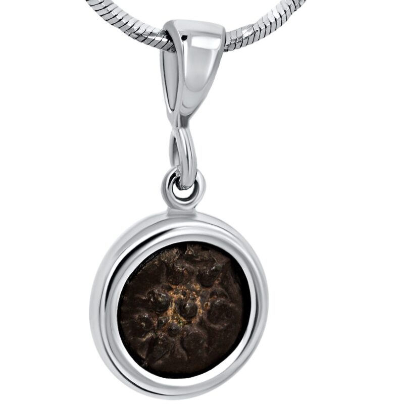 The Widow's Mite in a Silver Frame - Biblical Pendant from Israel