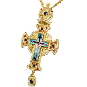 Bishop's Pectoral Cross with Blue and Red Jewels