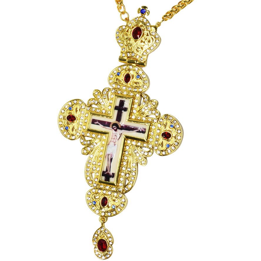 Bishop’s Pectoral Crown Cross with Ruby Red Jewels