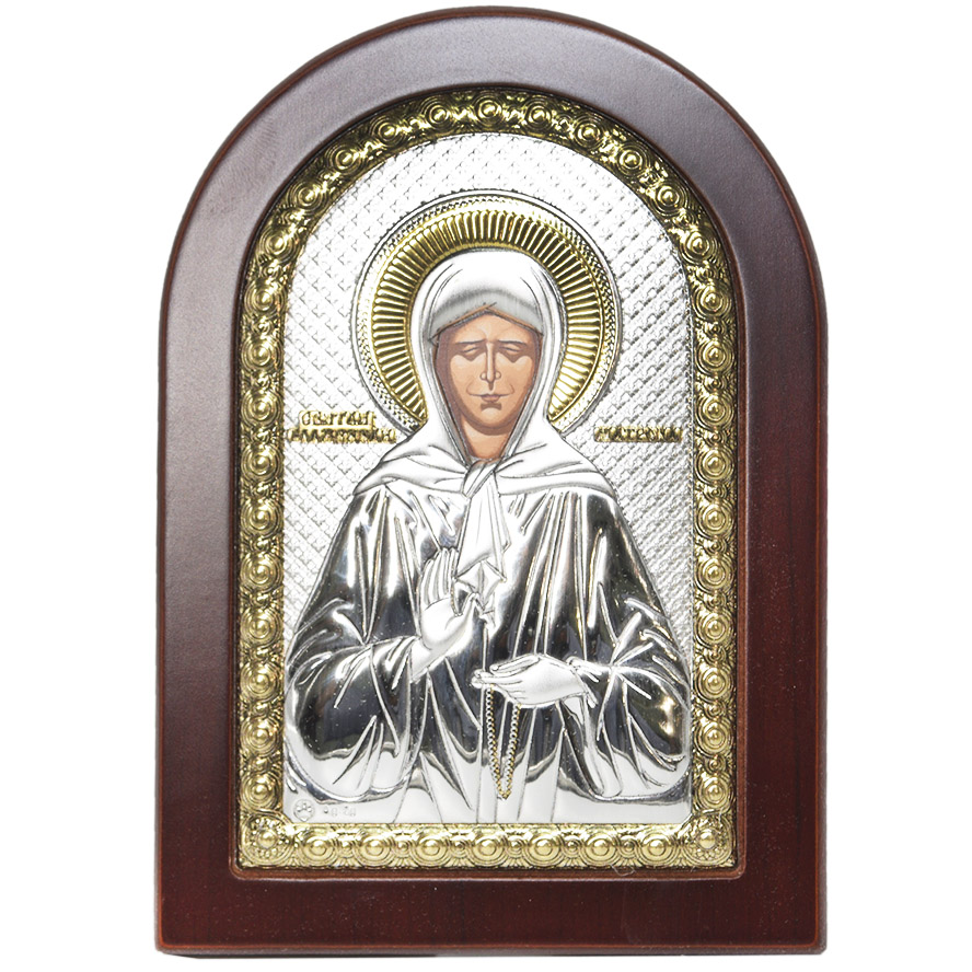 ‘The Blessed Virgin Mary’ Icon – Silver Plated with Wood