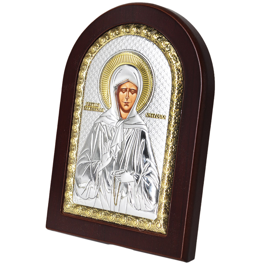 The Blessed Virgin Mary' Icon - Silver Plated with Wood