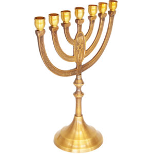 Messianic 'Grafted in' Solid Brass Menorah from Israel - 9 inch (angle view)