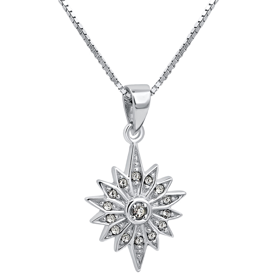 ‘Star of Bethlehem’ with Zircon Sterling Silver Pendant – 2 cm (with chain)