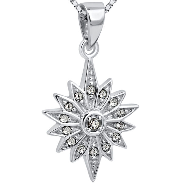 Star of Bethlehem' with Zircon Sterling Silver Pendant - 2 cm