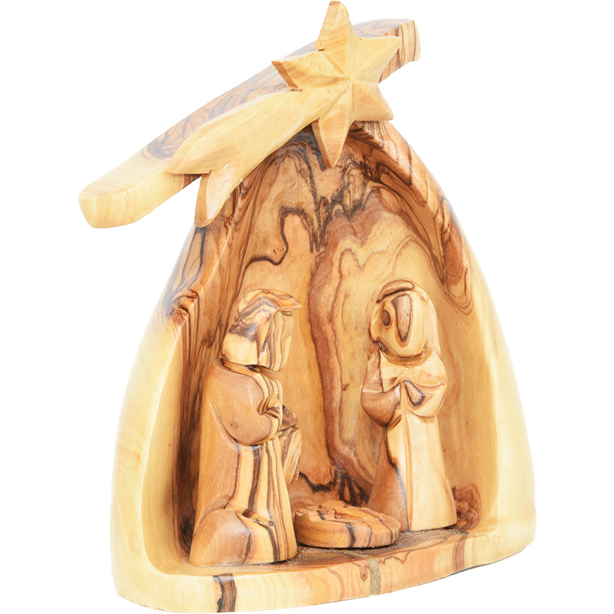 ‘Light of the World’ Olive Wood Nativity Scene – Made in Israel – 5″