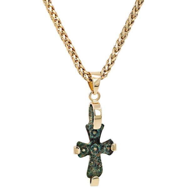 Bronze Celtic Triquetra Cross Pendant Necklace, Black Leather Cord