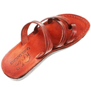 'Capernaum' Leather Jesus Sandals - Made in Israel - Camel Leather (rear side view)
