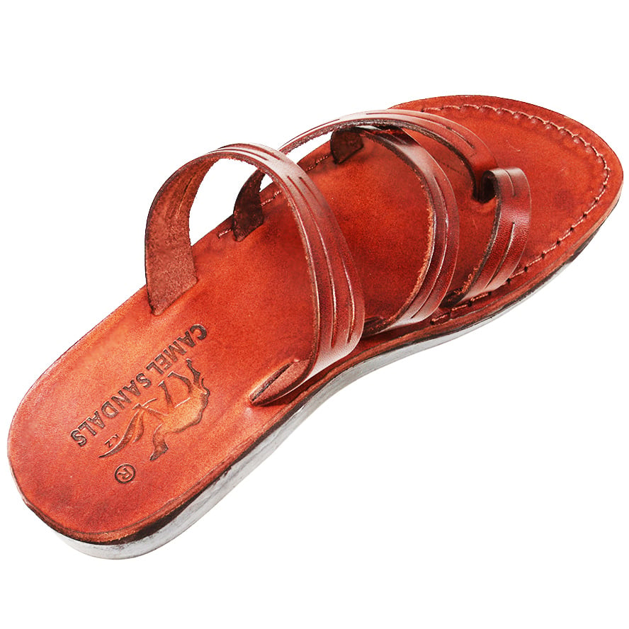 ‘Capernaum’ Leather Jesus Sandals – Made in Israel – Camel Leather (rear side view)