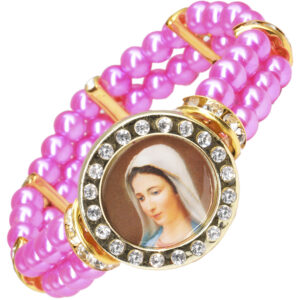 Catholic 'Virgin Mary' Fashion Pink Pearl Bracelet - Made in Jerusalem