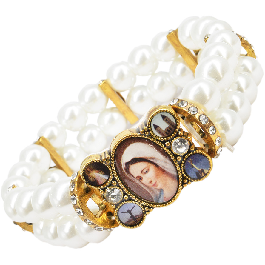 Catholic ‘Virgin Mary’ Fashion Pearl Bracelet – Made in Jerusalem