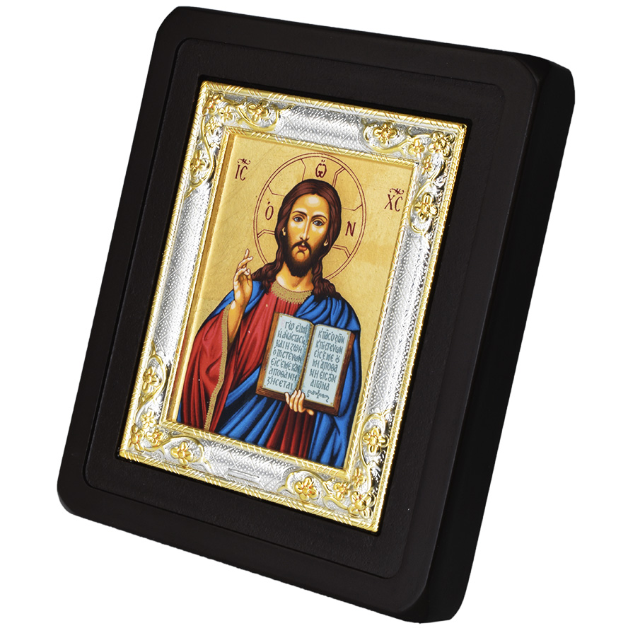 Christ Pantocrator Replica Byzantine Icon - Silver Plated