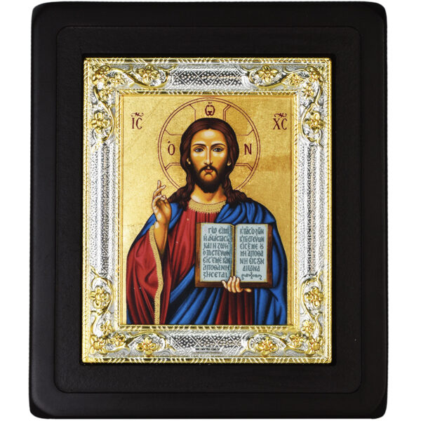 Christ Pantocrator Replica Byzantine Icon - Silver Plated (front)