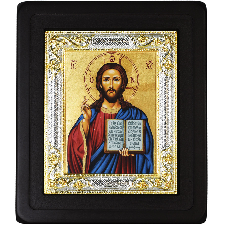 Christ Pantocrator Replica Byzantine Icon – Silver Plated (front)