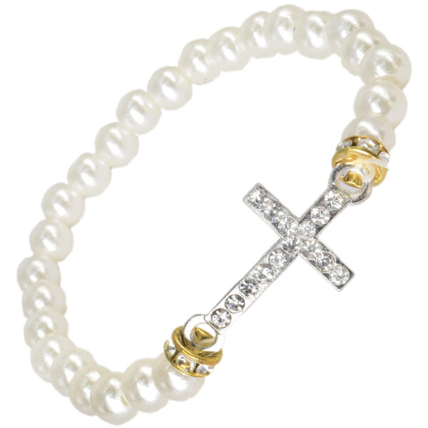 Pearl of Greatest Price' Bracelet with Zircon Cross