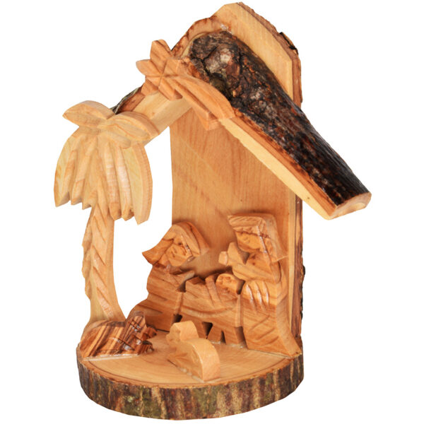 Nativity Creche Olive Wood Ornament from Bethlehem - 4" (side view)