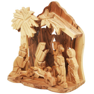 Christmas Nativity Creche Stable Olive Wood Ornament