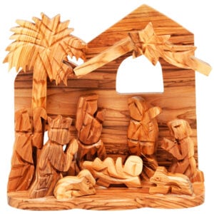 Christmas Jesus in a Manger Olive Wood Nativity Scene