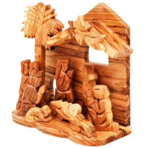 Christmas Jesus in a Manger Olive Wood Nativity Scene (side view)