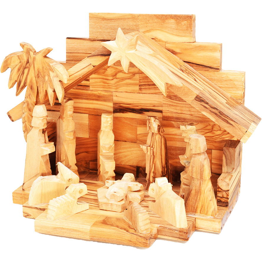 Olive Wood Christmas Nativity – Fixed Figures – Made in Bethlehem