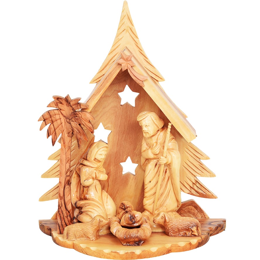 Wooden Christmas Nativity Tree Ornament - Made in Israel