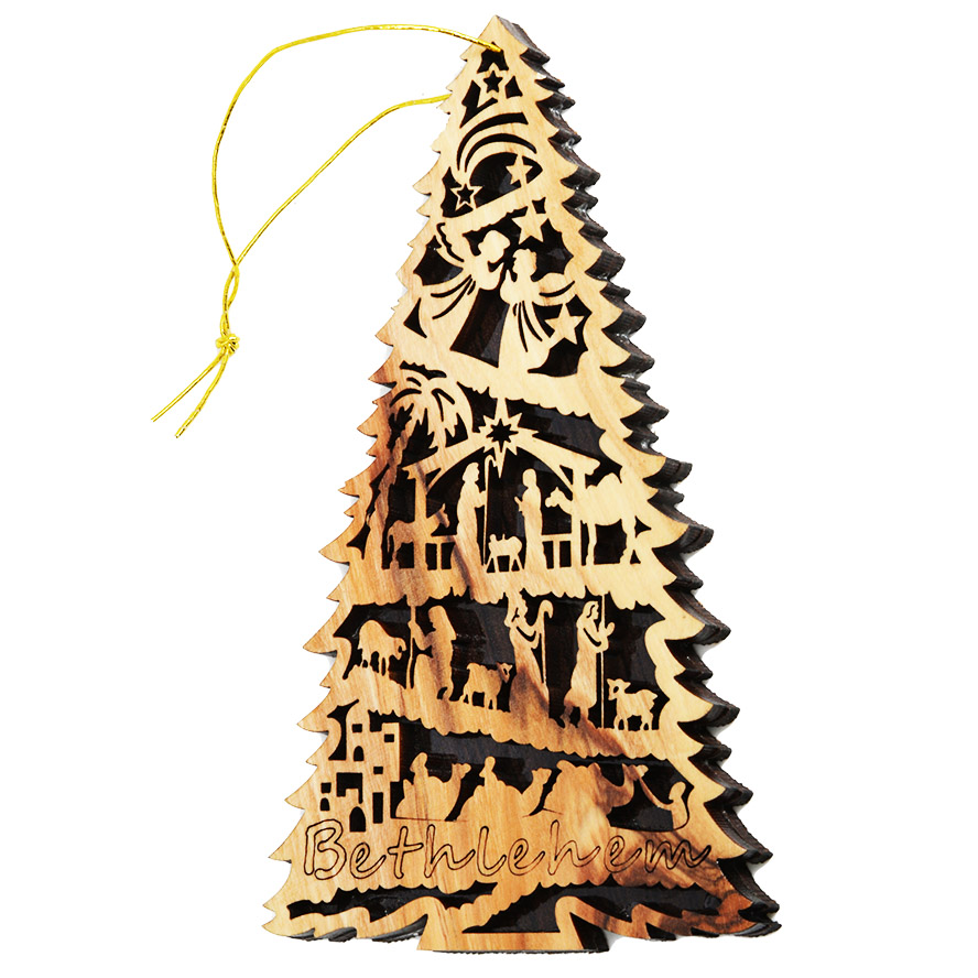 Olive Wood Christmas Tree Decoration from Bethlehem - 4.5"