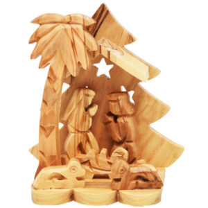 Olive Wood Christmas Tree Creche - Made in Bethlehem