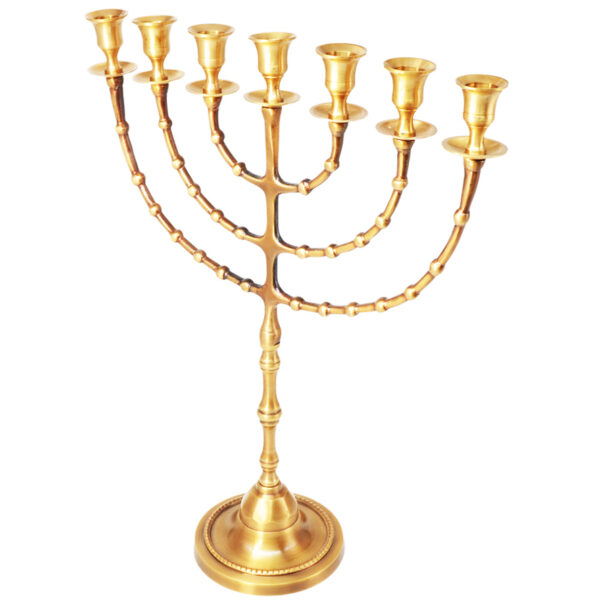 Classic Menorah from the Holy Land - Brass 17.5" (angle)