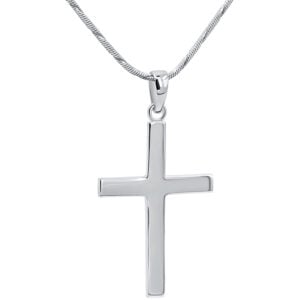 Traditional Sterling Silver Cross Pendant - Made in Jerusalem - 1.5" inch (with chain)