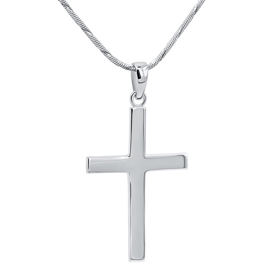 Traditional Sterling Silver Cross Pendant – Made in Jerusalem – 1.5″ inch (with chain)