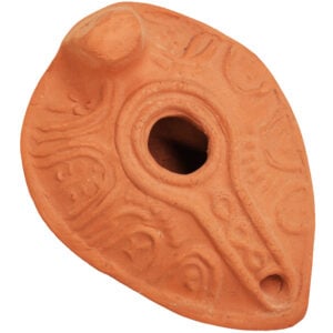 Replica Clay Oil Lamp - Byzantine Early Christian Period  (top view)