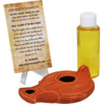 Clay Lamp with Menorah and Galilee Oil - 1st Century replica