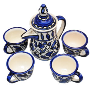Armenian Ceramic Coffee Set - Floral - Made in the Holy Land