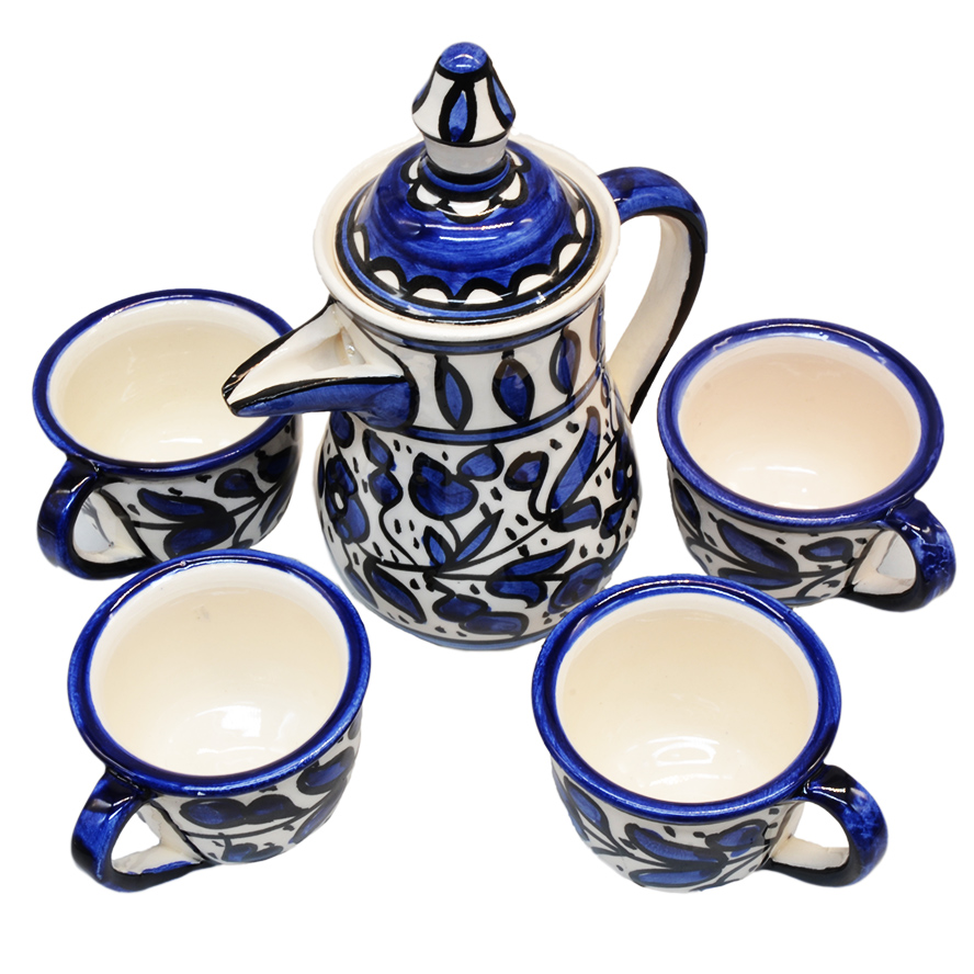 Armenian Ceramic Coffee Set – Floral – Made in the Holy Land