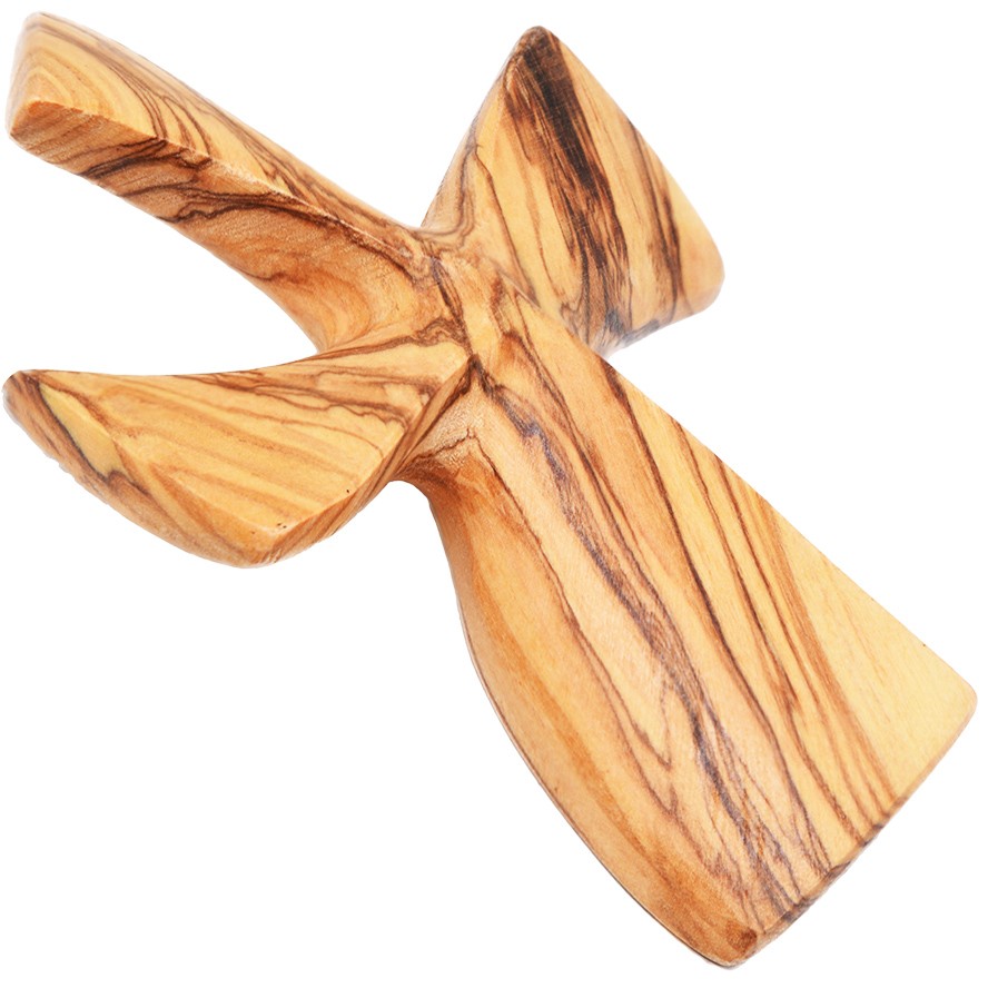 Olive Wood Formed Comfort Cross from Jerusalem – 4.5″