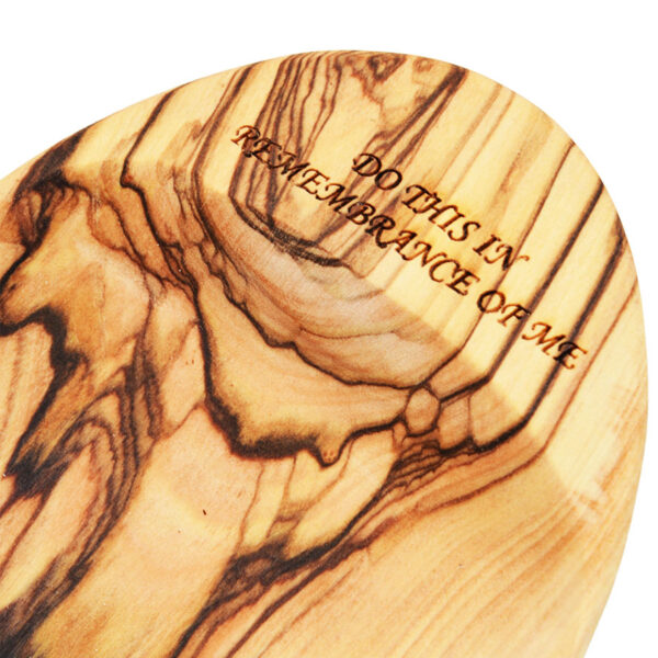Engraved 'The Lord's Supper' Olive Wood Oval Communion Dish - Detail