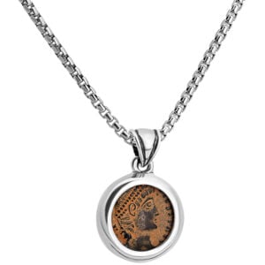 Roman Emperor Constantine 330 A.D. Coin in a Silver Pendant (with chain)