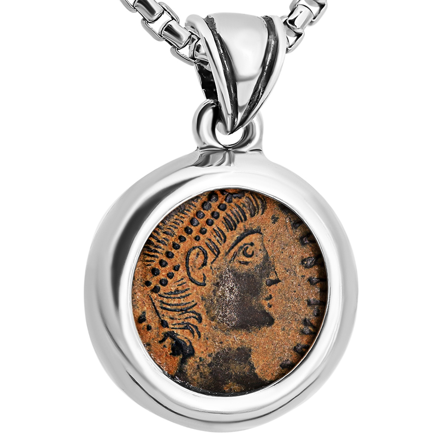 Roman Emperor Constantine 330 A.D. Coin in a Silver Pendant