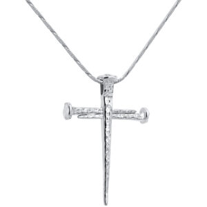 'Cross of Nails' Sterling Silver Pendant - Made in Jerusalem - Large with chain