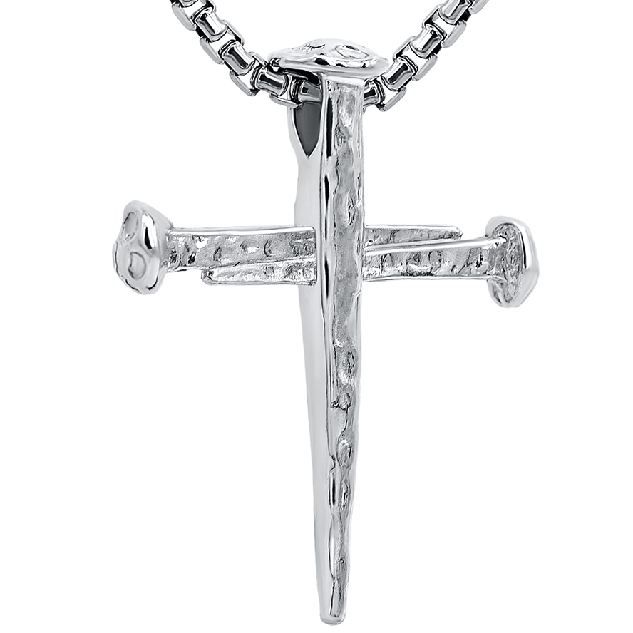 ‘Cross of Nails’ Sterling Silver Pendant – Medium