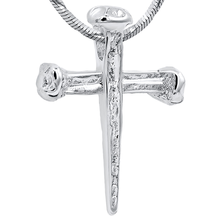 ‘Cross of Nails’ Sterling Silver Pendant – Small