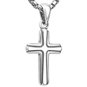✟ Sterling Silver Cross within Cross Oxidized Necklace