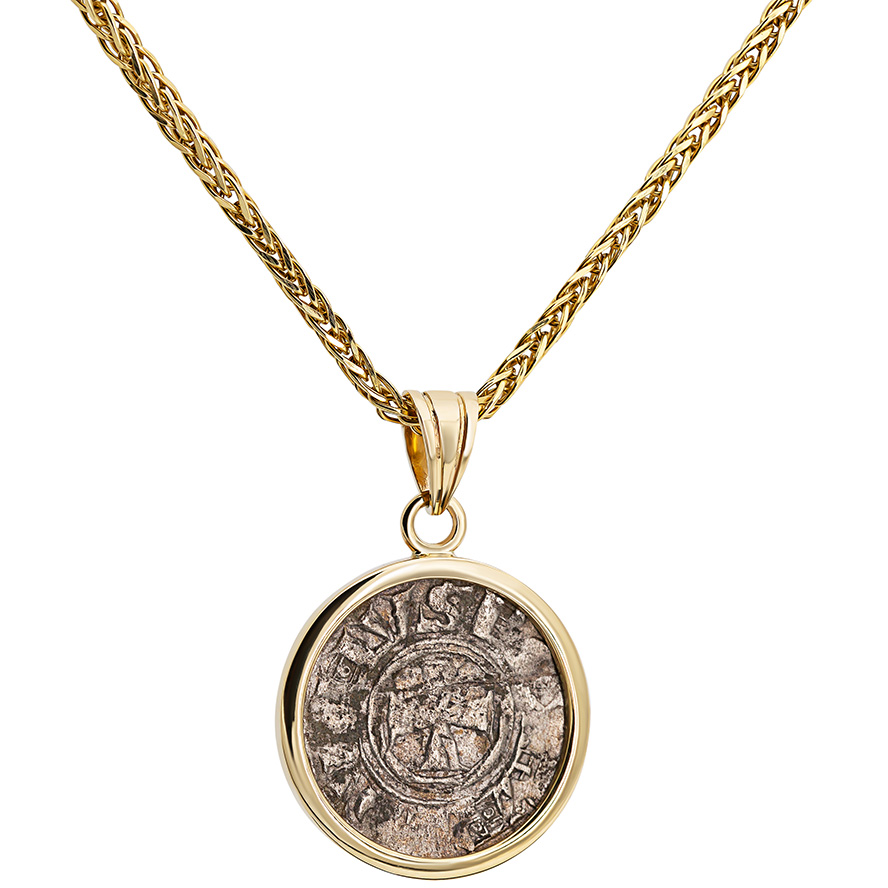 Silver ‘Crusaders to Liberate Jerusalem’ Coin 14k Gold Pendant (with chain)