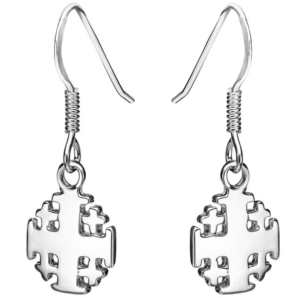 'Jerusalem Cross' Sterling Silver Dangling Earrings